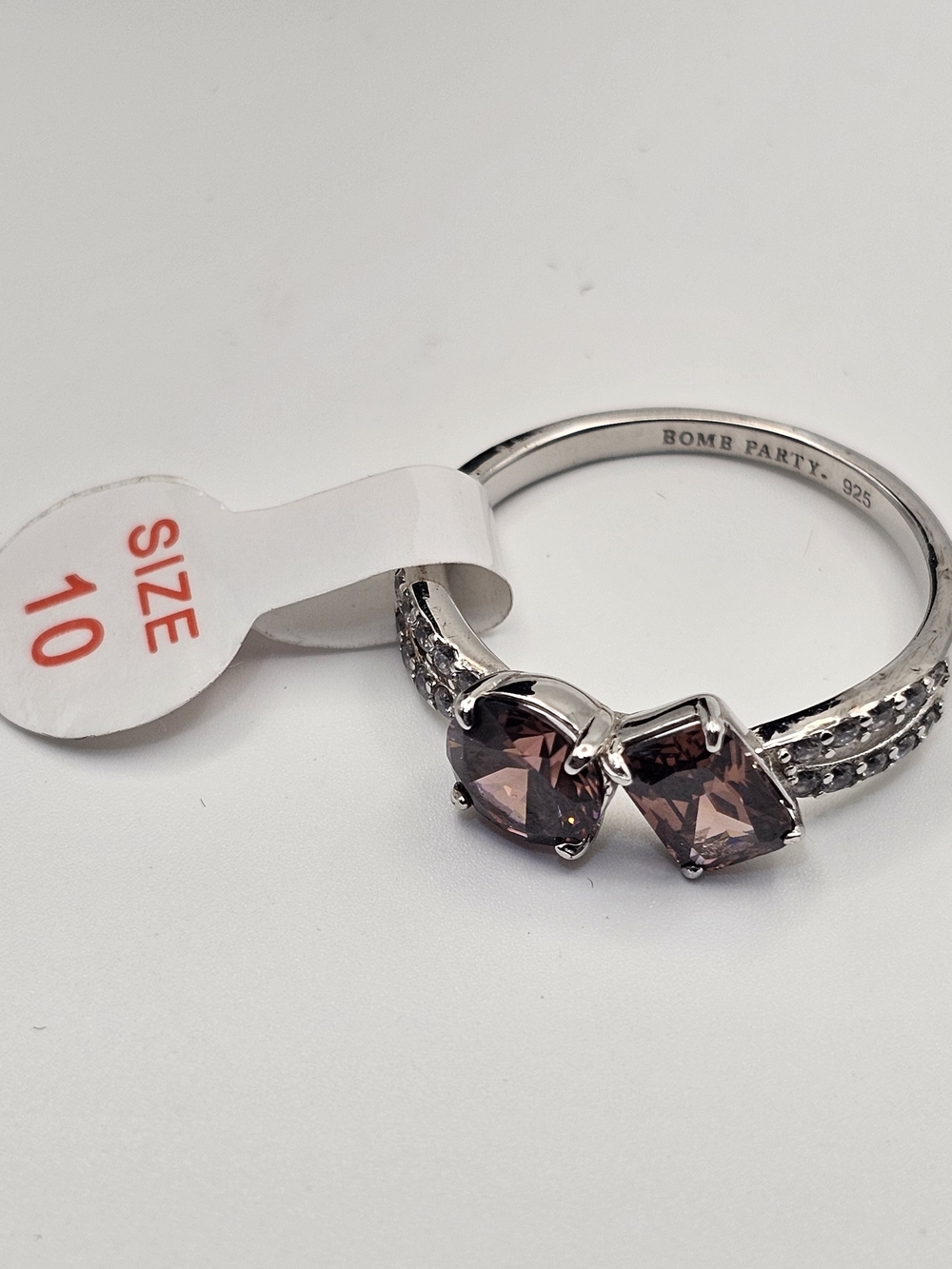 NEW Bomb Party "The Sterling Club" Ring Size 10 Rhodolite CZ on .925 Silver $184
